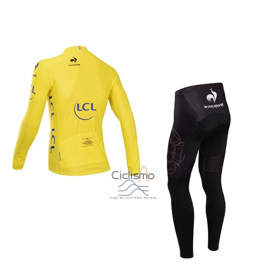 Tour DE Francia Ropa Ciclismo Culotte Largo 2014 Hombre Mangas Largas AMarillo